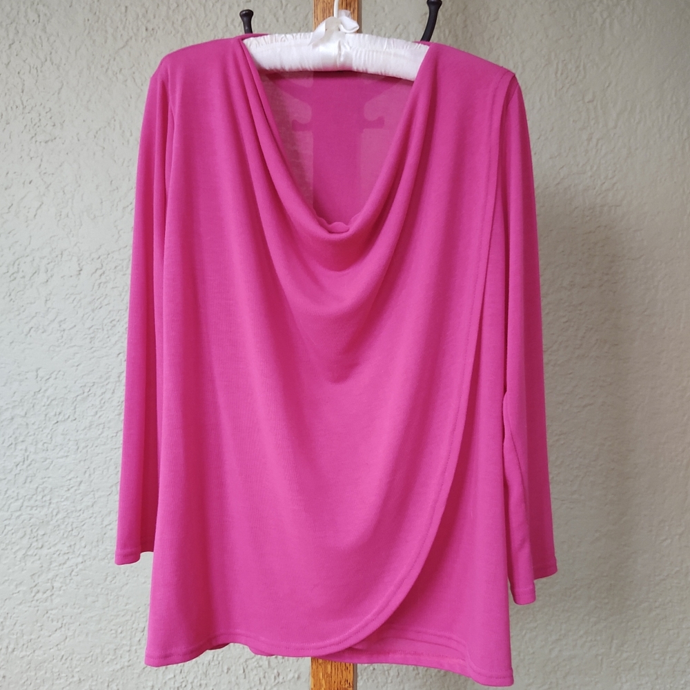 Silky knit tunic with crossover front NWOT